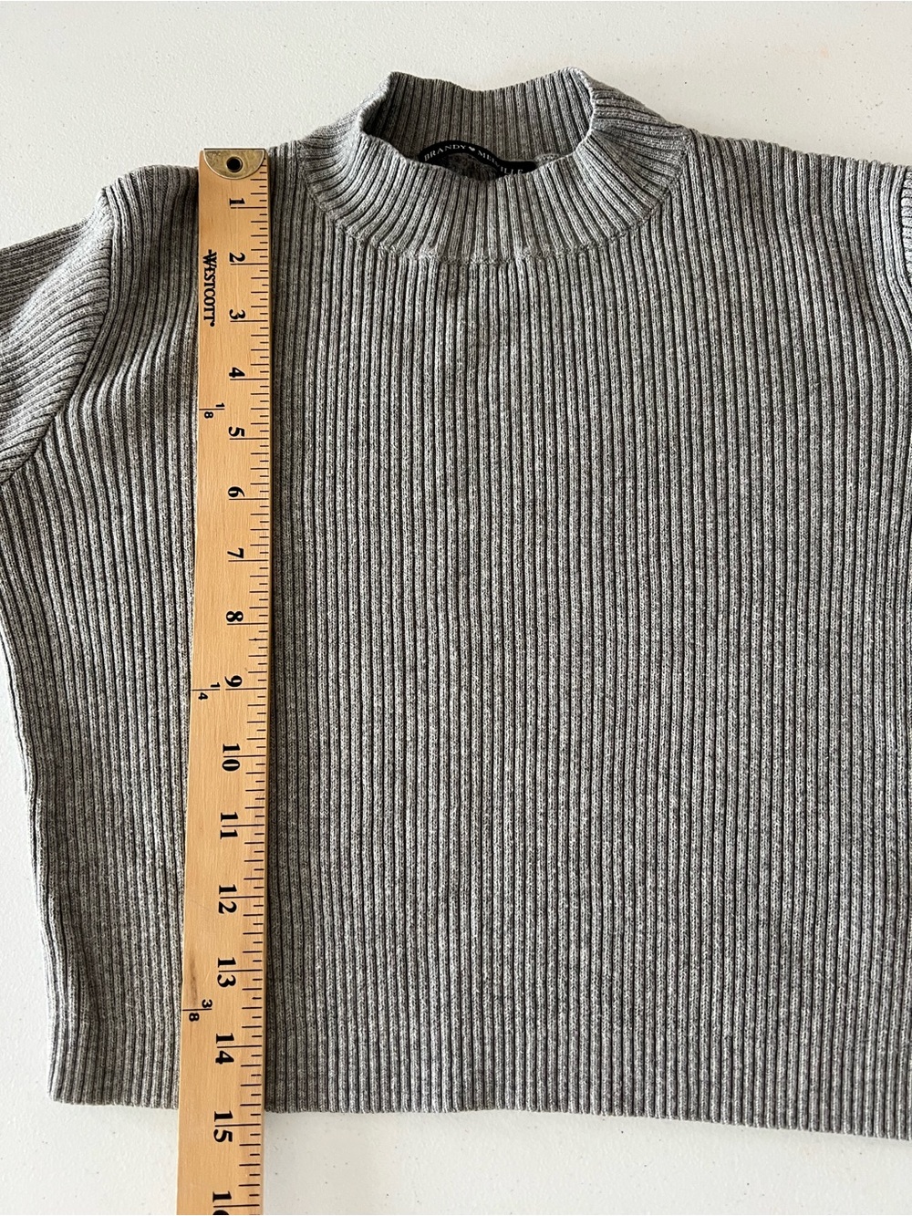 Brandy Melville Women's Cropped Mock Neck Ribbed Top Long Sleeve Gray One Size - Picture 8 of 11